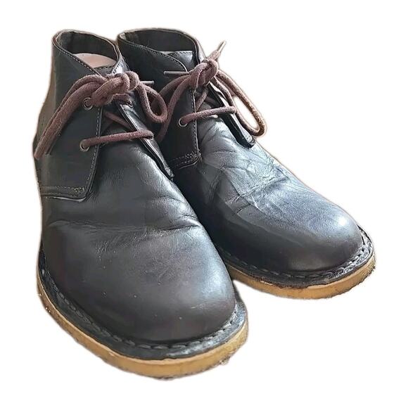 UGG Leighton Black Leather Lace Up Distressed Ankle Chukka Boots Men's Size 13